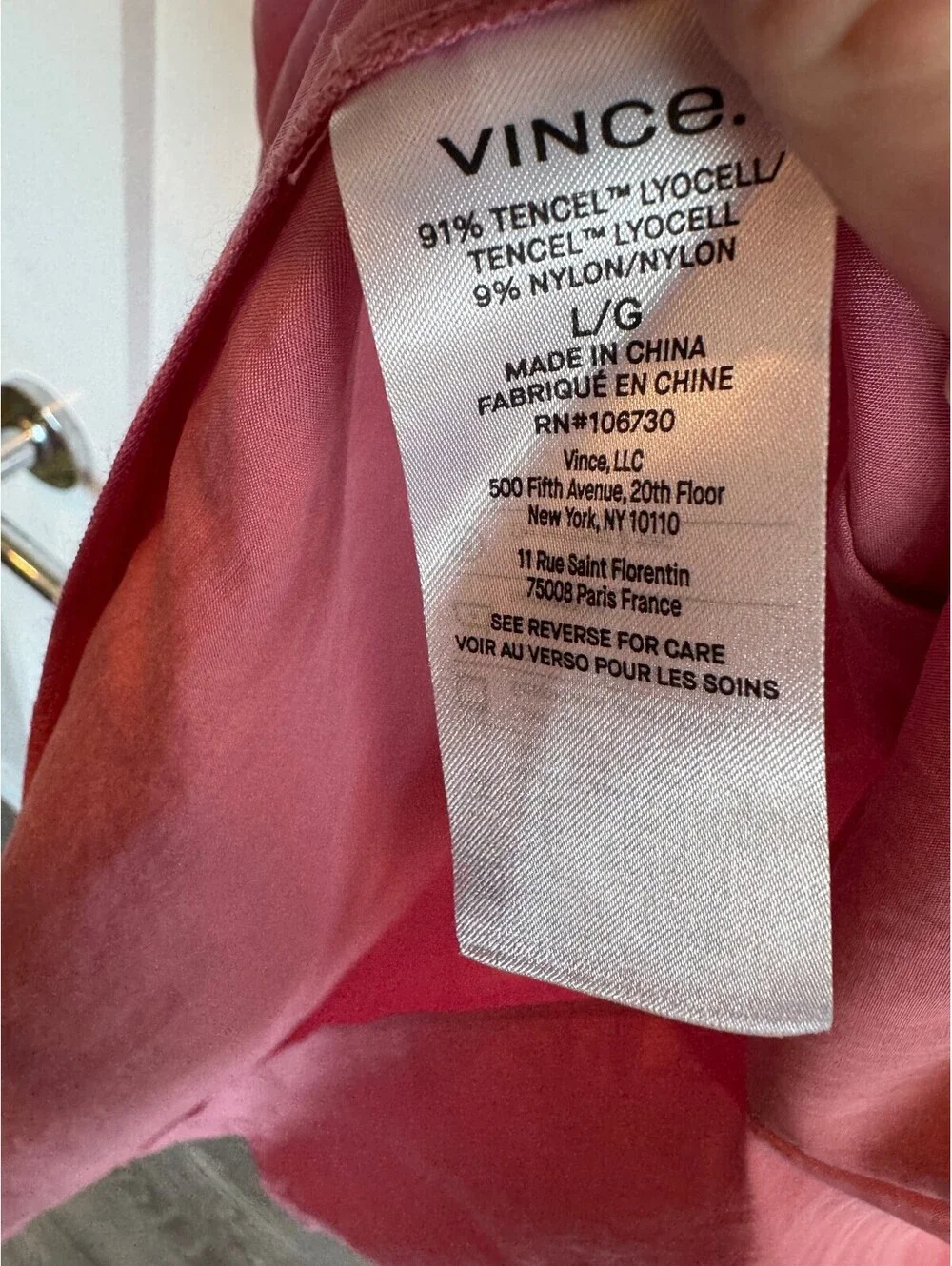 Vince Knot Front Midi Skirt Size L Pink Tencel Lyocell Slit Zip